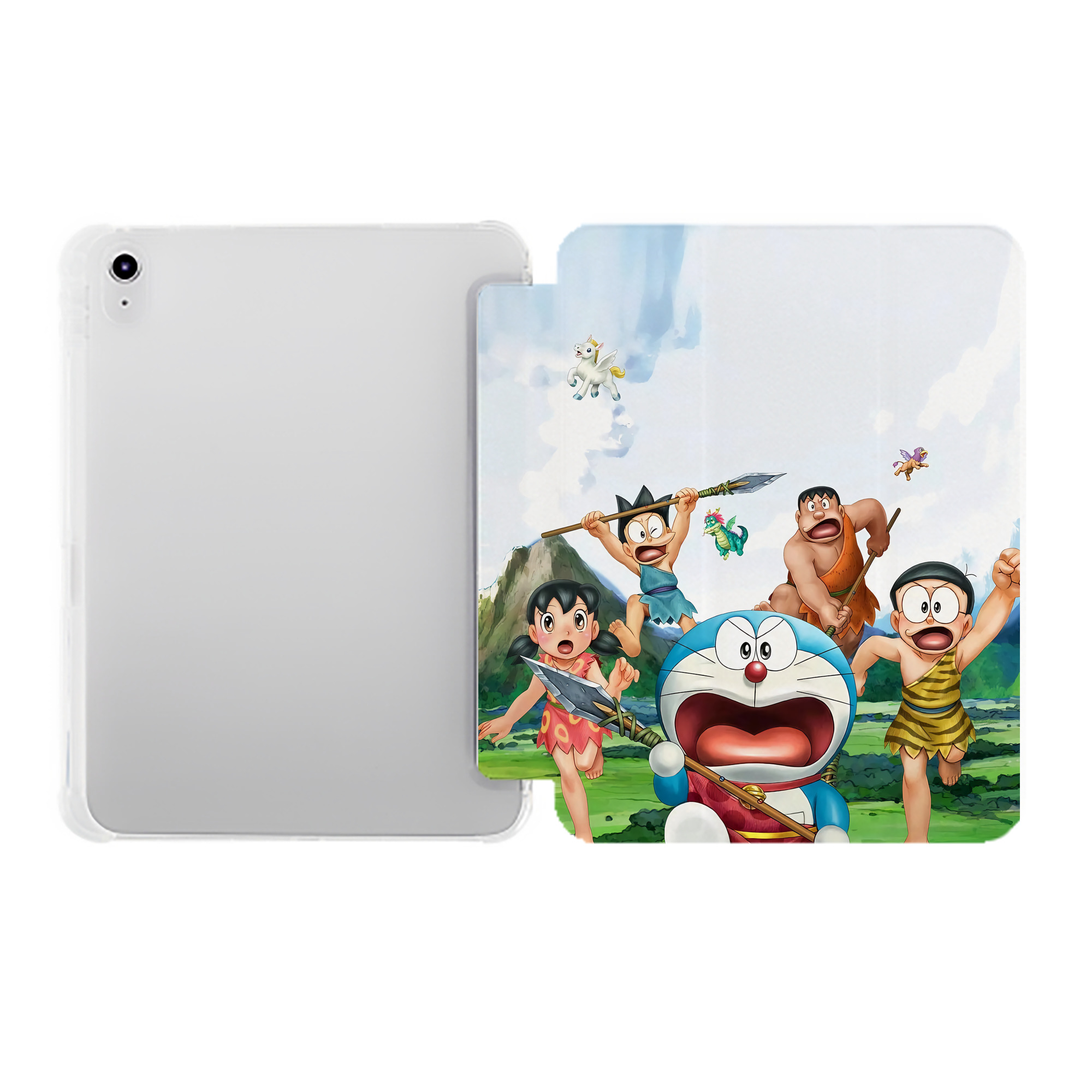 （画像用） ドラえもん Doraemon IPad ケース ペン収納付き 三つ折りスタンド PUレザー×シリコン 対応機種9.5/10.5/10.9インチ